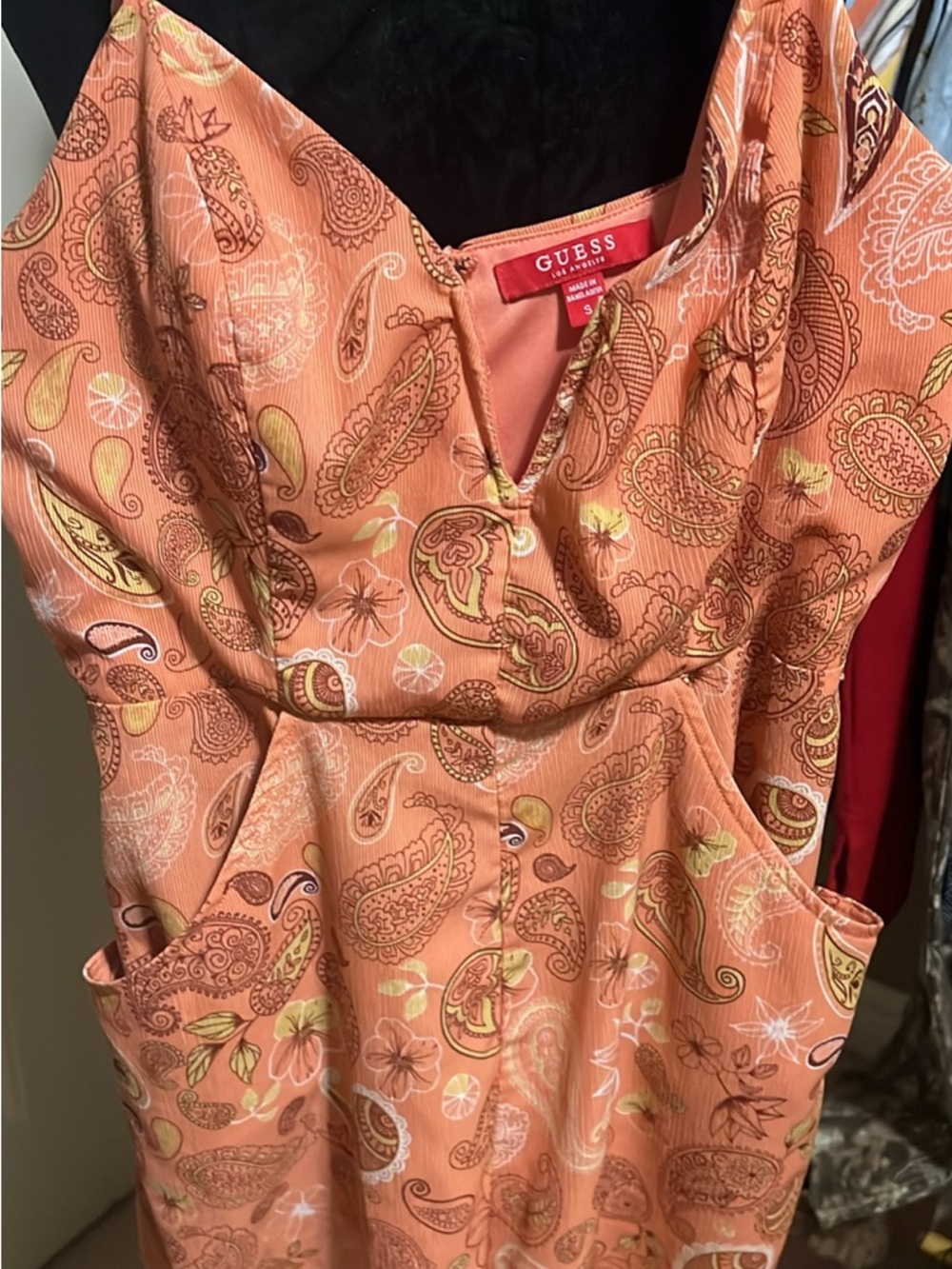 Guess Peach Paisley Sleeveless Jumpsuit
